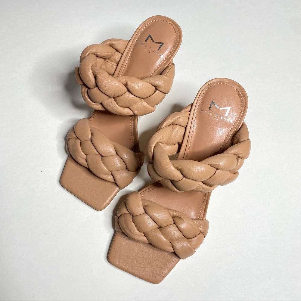 Marc Fisher Hammy Braided Tan Heels — US 5.5M